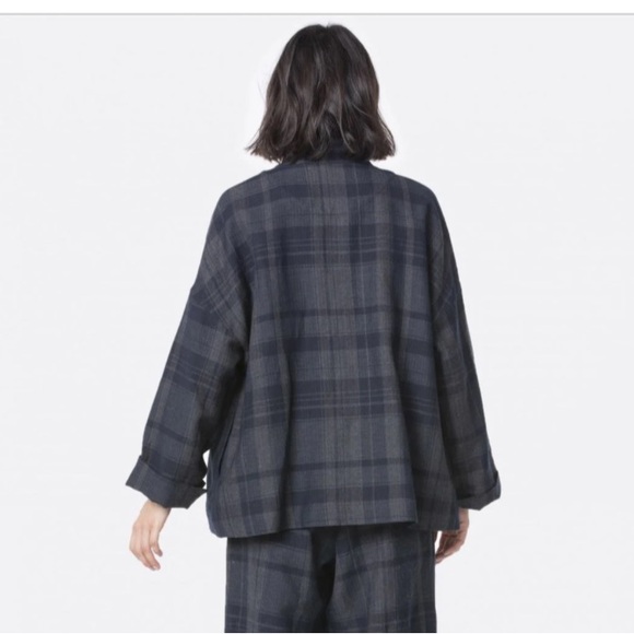 OSKA light jacket blazer Plaid size 2 fits 8/10 oversized wool/linen lagenlook - Picture 2 of 12